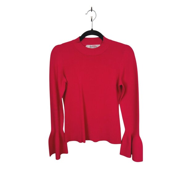 Diane Von Furstenberg Womens Red Long Sleeve Ruffle Cuff Sweater Size M - Picture 1 of 3